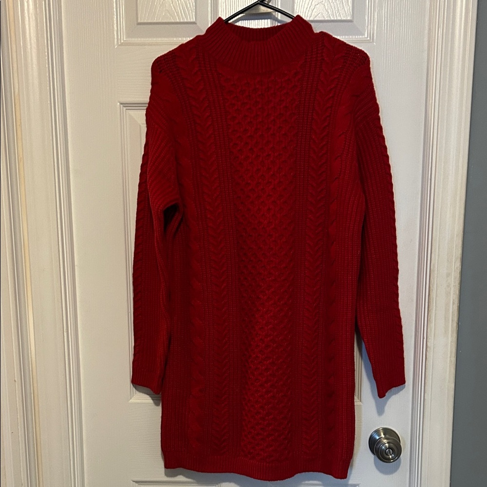 NWT Banana Republic Red Cable Knit Sweater Dress, Size XS